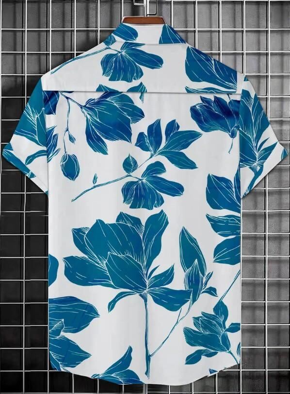 Men's Printed Half Sleeves Regular Collar Casual Shirt